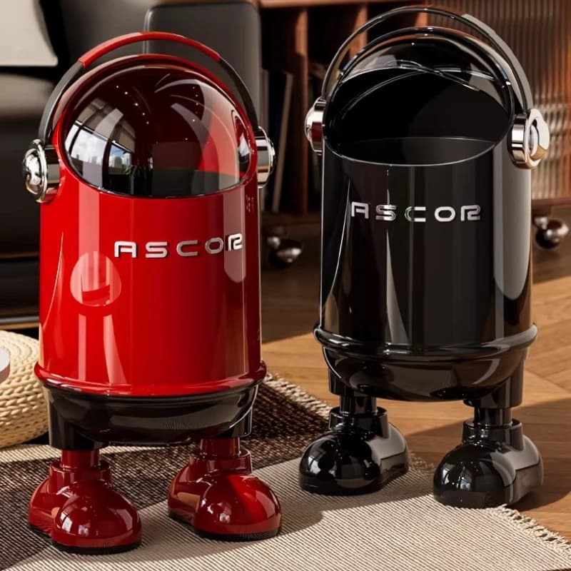 Cestino Spaceman, Pattumiera Audio con Coperchio a Ribalta per Camera da Letto, Pattumiera da Terra Originale con Effetto Sonoro, Elemento Decorativo Creativo per la Casa