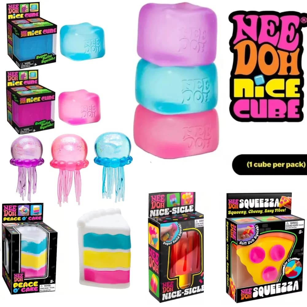 Cubo Schylling NeeDoh, Blocco Antistress Sensoriale, Giocattolo Morbido e Soffice per Alleviare lo Stress, Regalo Ideale per Bambini