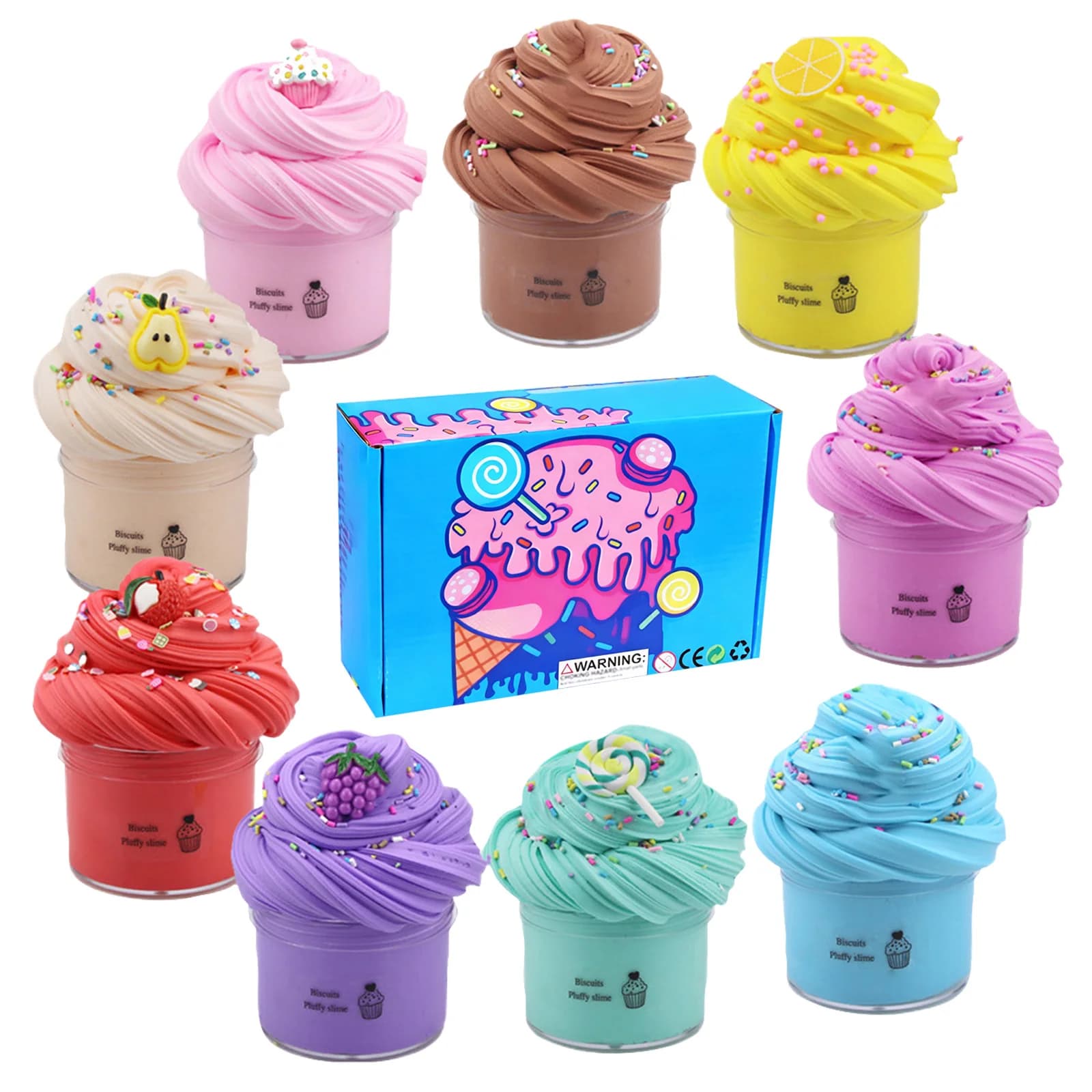 9 pezzi colorati set di melma per torta al burro interessante giocattolo morbido e non appiccicoso strumento per alleviare lo stress regalo per feste di Natale e Capodanno
