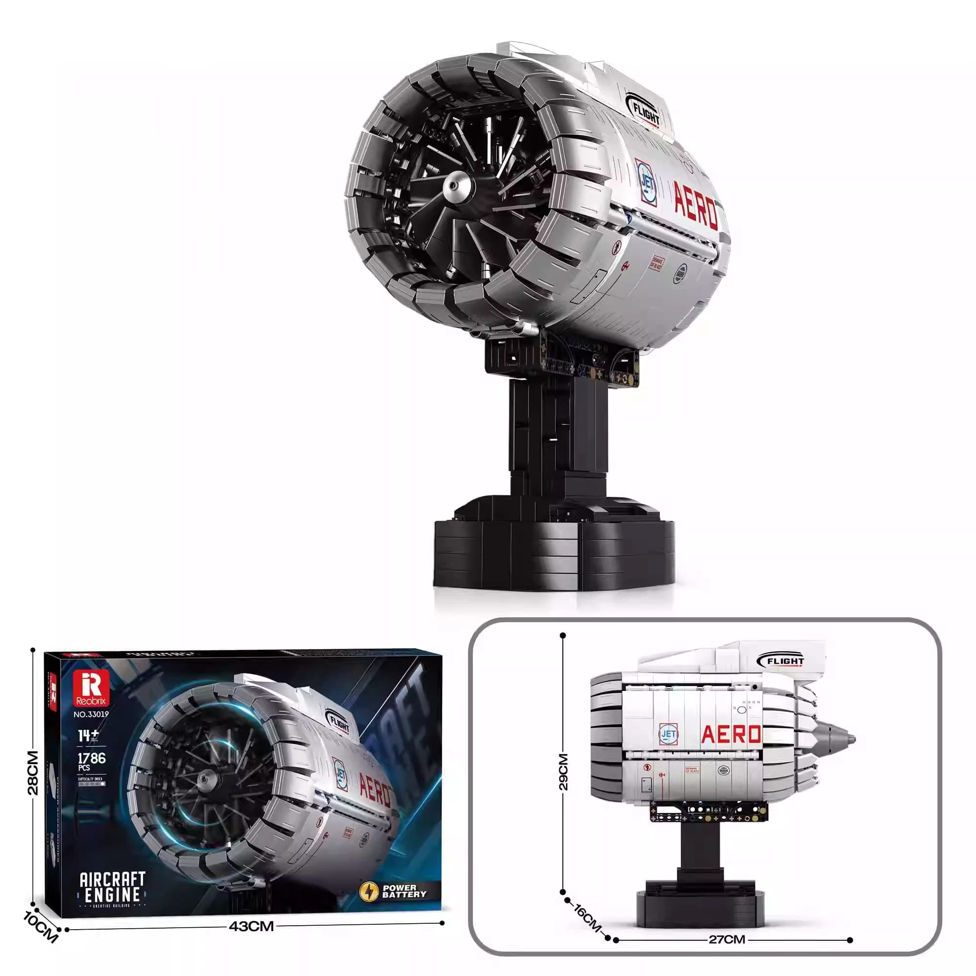 33019 Modello elettrico del motore Turbofan dell'aviazione Ornamenti giocattolo educativo per aerei assemblati a mano