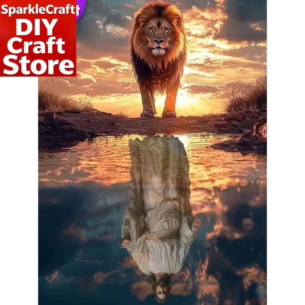 1PC frameless 5D Diamond Embroidery Lion Animal Cross Stitch Painting Man Portrait Religion DIY New Arrival Diamond Mosaic Wall