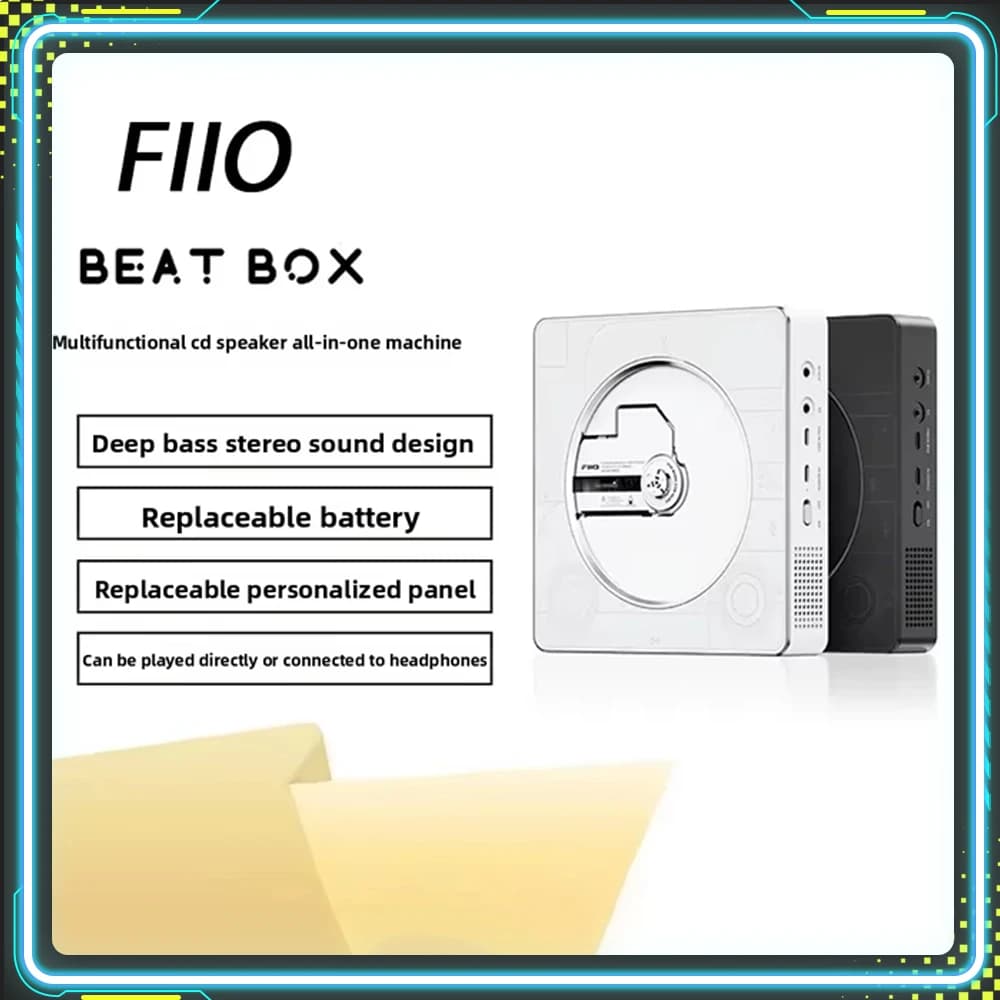 NEW FiiO BEATBOX CD Audio Heavy Bass Stereo All-in-One Portable CD Speaker With Independent FM Chip Steel Bead Dial Mechanism