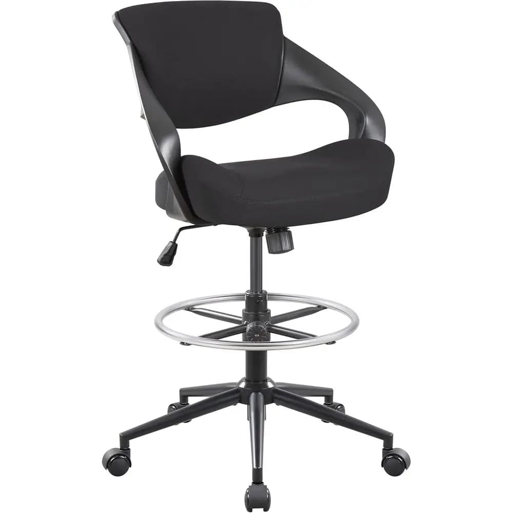 Sedia Girevole Ergonomica con Supporto Lombare e Poggiapiedi per Scrivanie Regolabili in Altezza - Nera