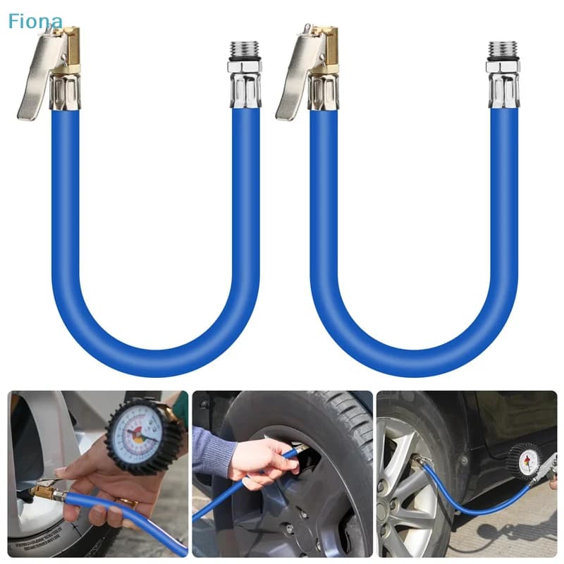 ♤ Set di 2 Tubi per Gonfiaggio Pneumatici con Raccordo di Bloccaggio - Tubo di Prolunga in Gomma da 12,2 Pollici per Pistole Gonfiagomme