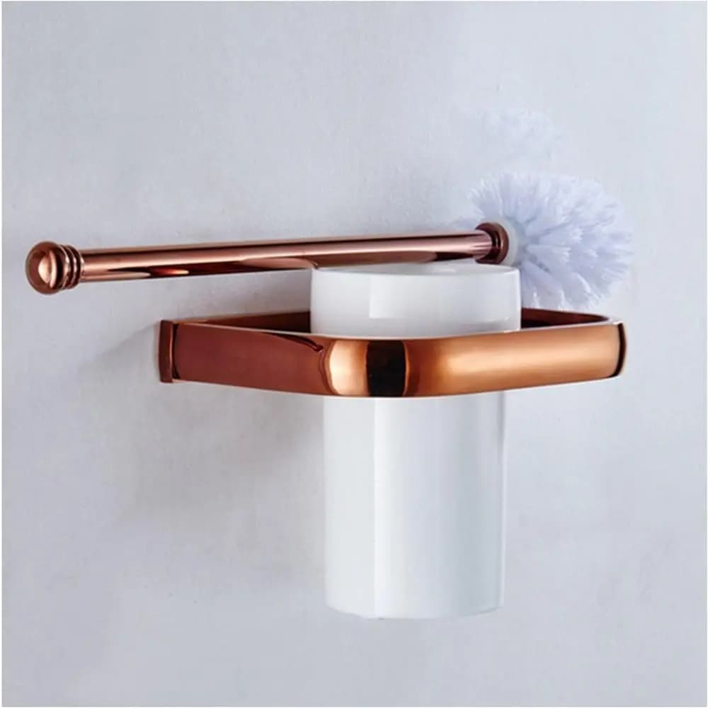 Set di Accessori per Bagno in Rame Oro Rosa: Portarotolo, Portasciugamani, Portasapone, Portascopino, Personalizzabile
