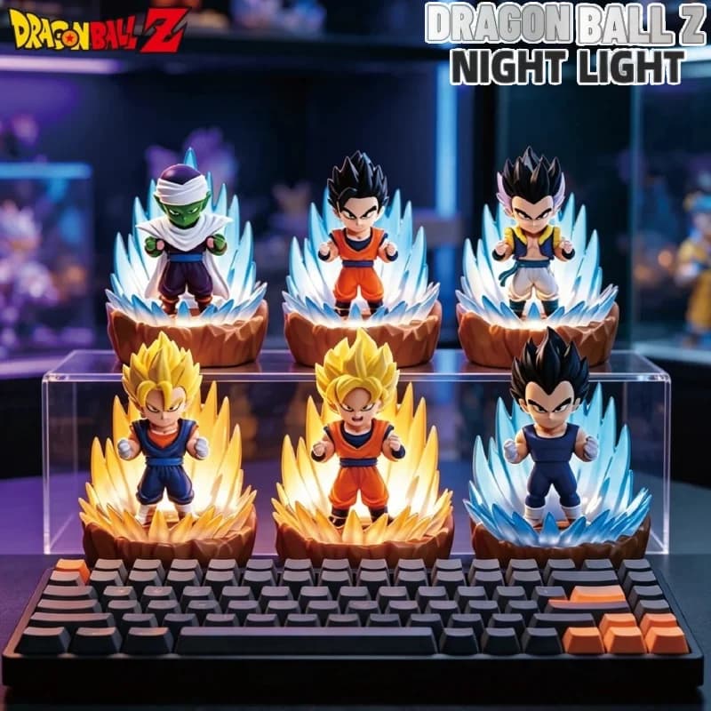 Original HOLLYBOX Dragon Ball Z Series LED Night Light Luminous Figure Blind Box Desktop Ornament Model Surprise Birthday Gift