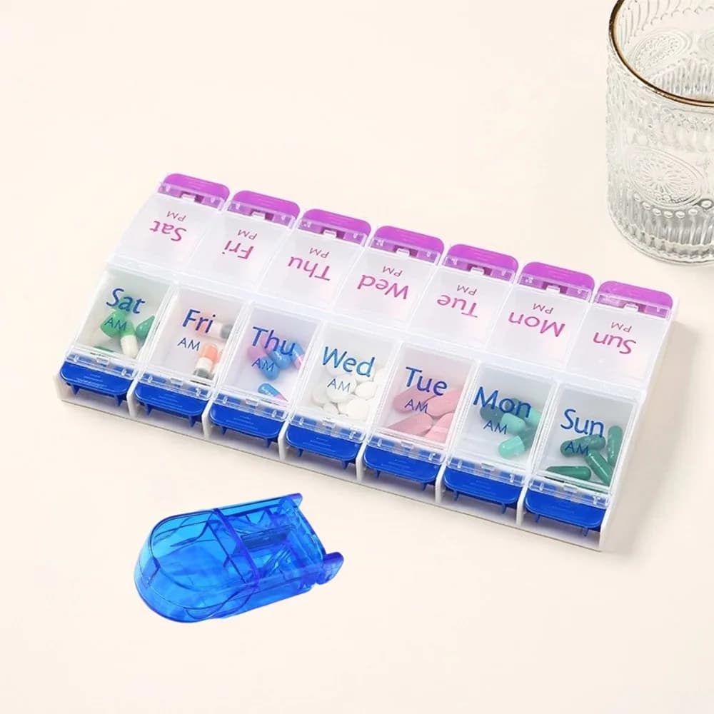 New Weekly Organizer 7 Days 14 Departures Pills with Pills Size, Portable Travel Case for Vitamins, Fish Oils, Supplements