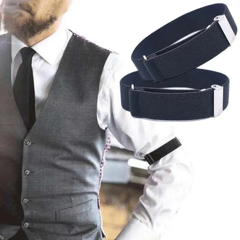 1 paio di fasce elastiche regolabili unisex, fermamani antiscivolo per maniche di camicia, pratici fermagli per matrimoni, feste e occasioni formali