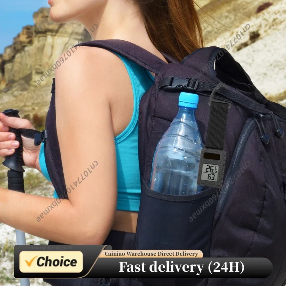 Pocket Thermometer with Carabiner Clip Temperature Humidity Meter Sensor Gauge Ultra Light 30g for Camping Cellar Closet Home