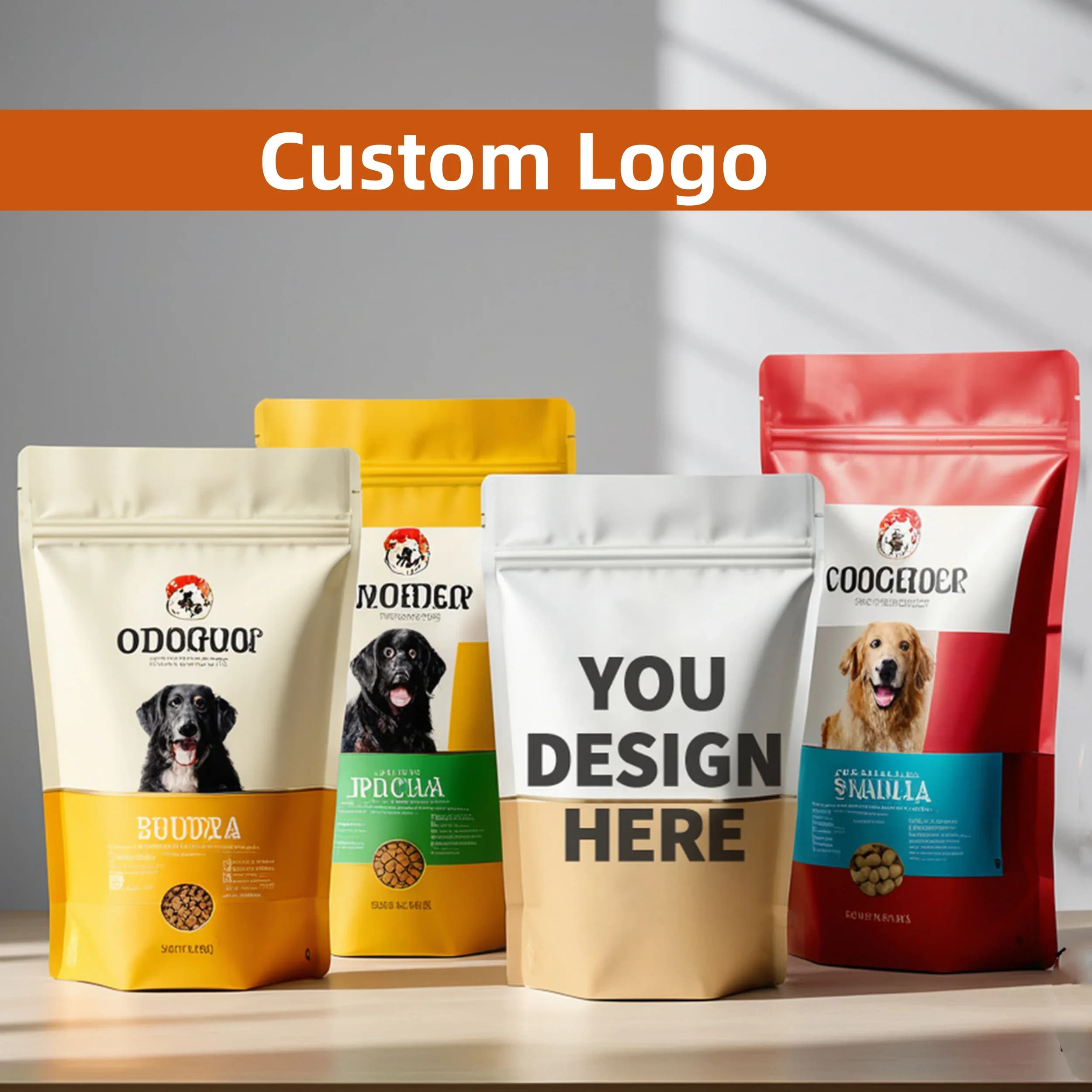 50pcs Custom Stand-up Aluminum Foil Zipper Bags Custom Food Packaging Bags for Coffee Beans, Tea and Dried Fruits