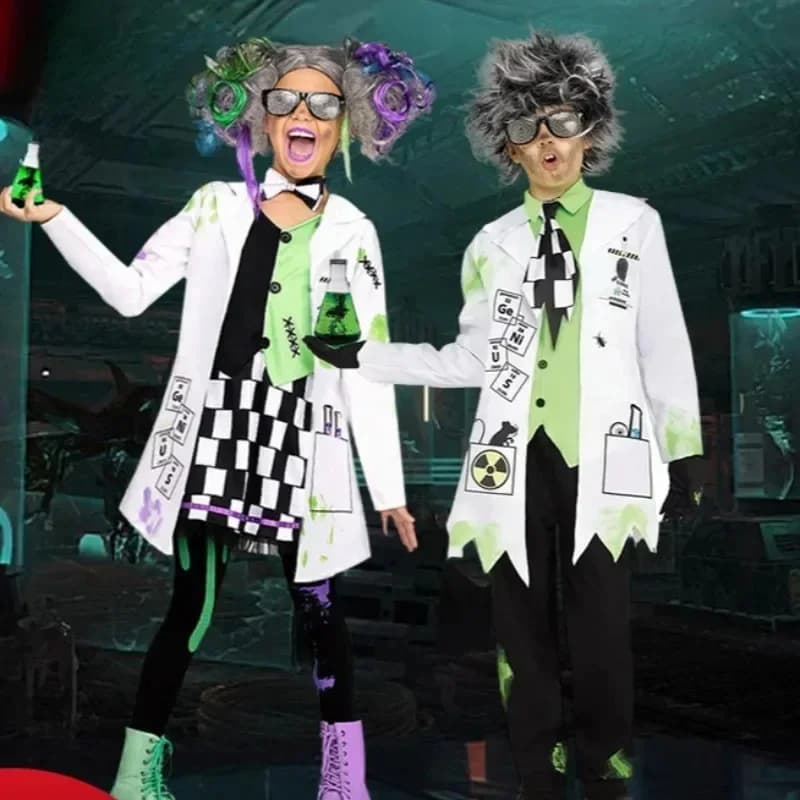 Halloween Frankenstein Mad Scientist Cosplay Costume for ren s Party Role-playing Dress Up Outfit Wig Full Set