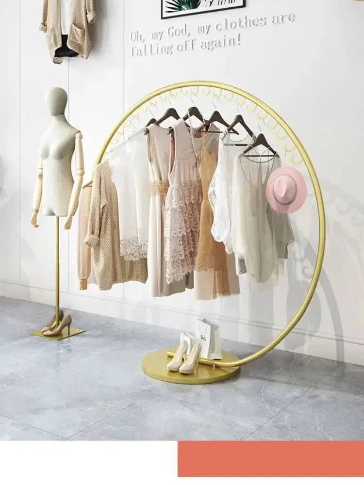 Shops Clothing Clothes Hangers Pants Floor coat hanger Large gold support Wall coat hanger Metal shoe furniture for home