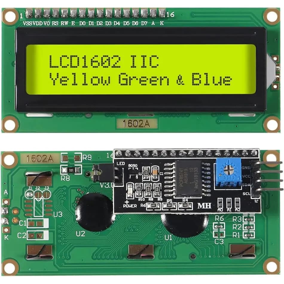 Modulo LCD LCD1602 1602 Schermo blu/verde Display LCD a 16x2 caratteri con modulo adattatore interfaccia seriale IIC I2C per Arduino