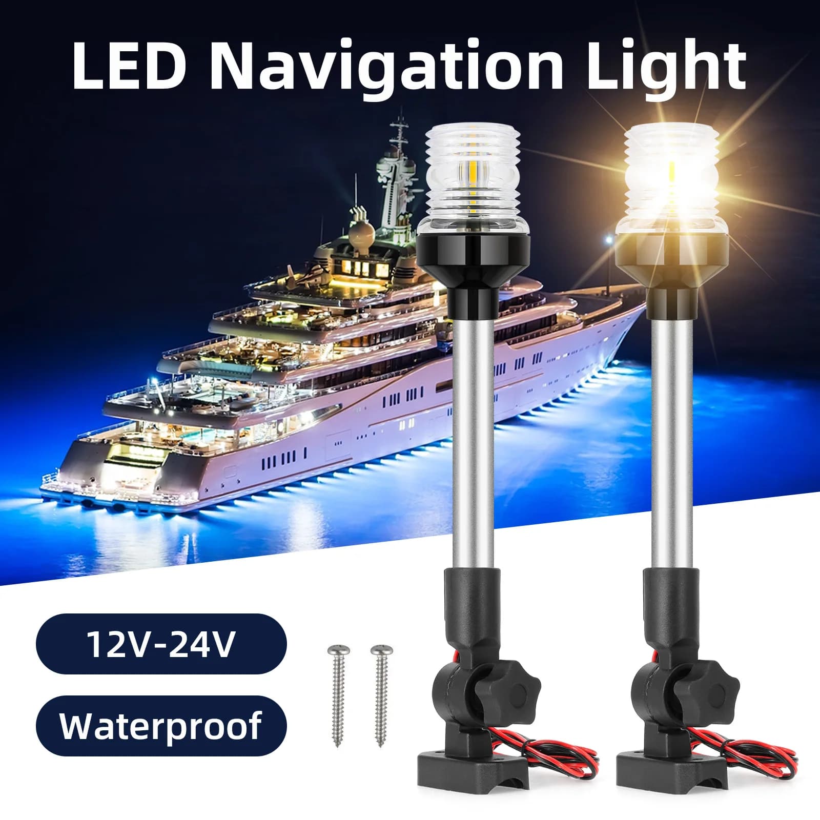 12V/24V pieghevole luce di navigazione per barche a LED luce di segnalazione a vela impermeabile per accessori per barche con luce di ancoraggio marino per Yacht