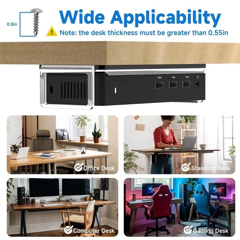 AU61-Docking Station Holder con design a montaggio a vite per Dell D3100, supporto organizer in acrilico da montare sotto la scrivania e a parete