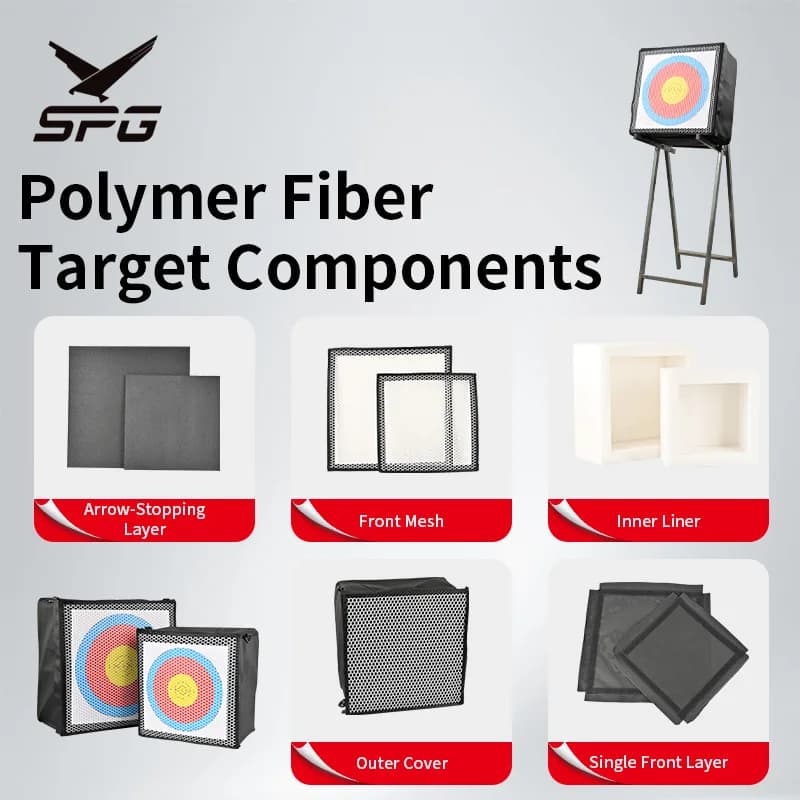 SPG Polymer Fiber Archery Target Components 40/50cm Multi-Layered Arrow Stopping Parts 360° Detachable Velcro Design