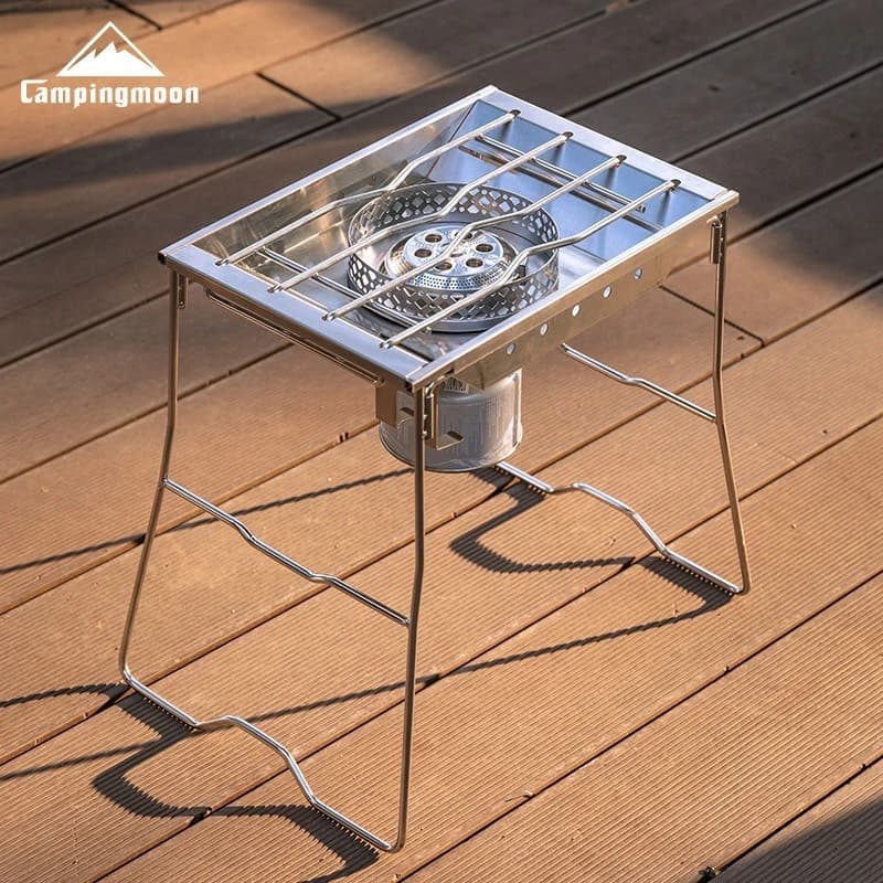 Stainless Steel Winding Stove, Grill IGT CK25PG System, Gas Portable with Frame, Korean Style for BBQ in Garden and Hiking