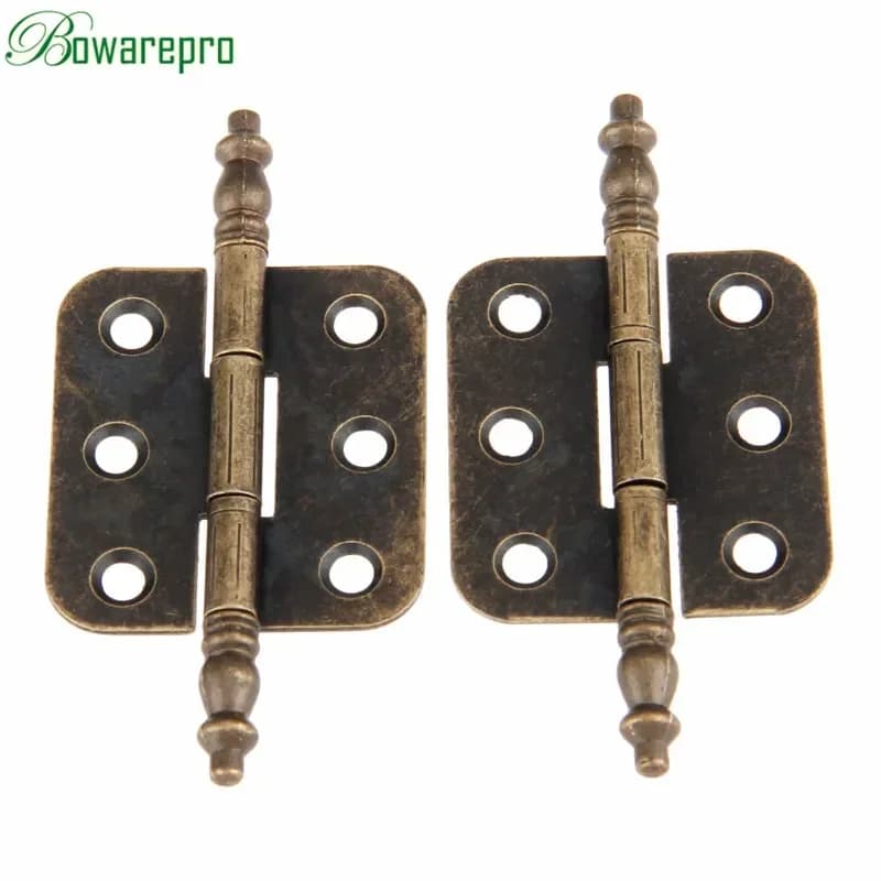 Bowarepro 2 pezzi 70 * 35mm bronzo antico corona testa cerniere 6 fori confezione regalo gioielli cerniera decorativa per mobili hardware