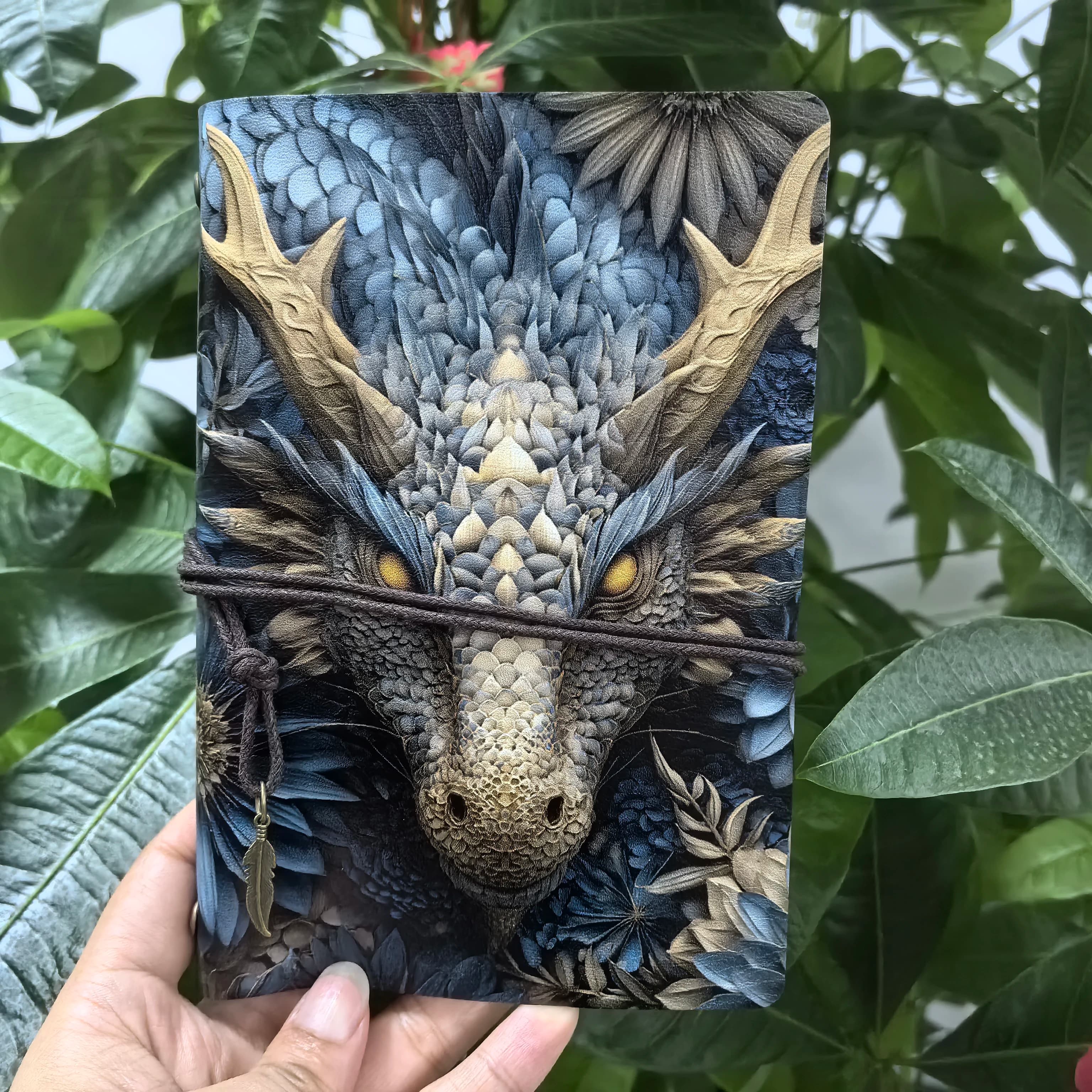 Dragon Print PU Leather Journal Notebook, Fantasy Dragon Head Diary,Vintage Dragon Gift，Gothic Dragon DiaryFor Men Women