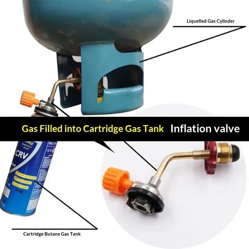 Butane gas cylinder charging adapter, charge valve, direct connector for outdoor camping, picnic, tank filling adapter.