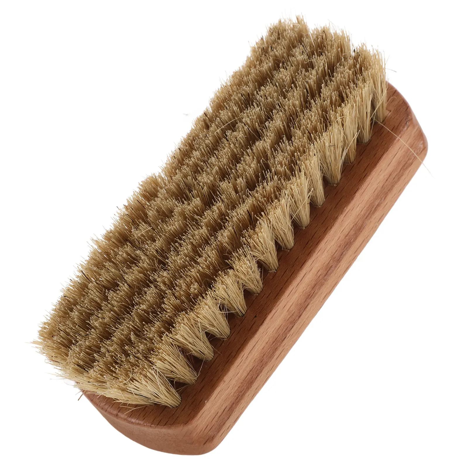 Spazzola per scarpe in setole naturali con robusto manico in legno, ideale per la pulizia e la lucidatura delle scarpe, leggera e portatile, strumento per lucidare e levigare.