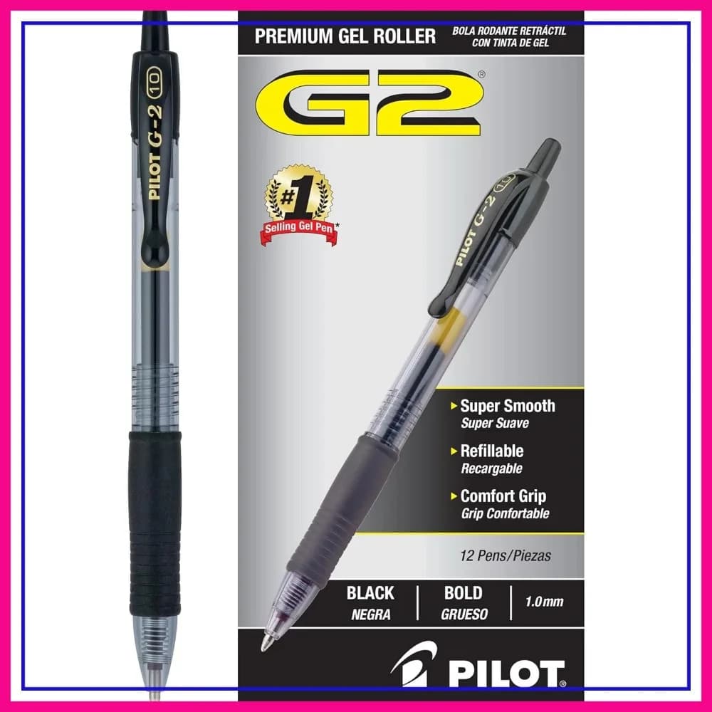 Penne Gel Premium Ricaricabili e Retrattili con Punta Sottile, Inchiostro Nero, Confezione da 12