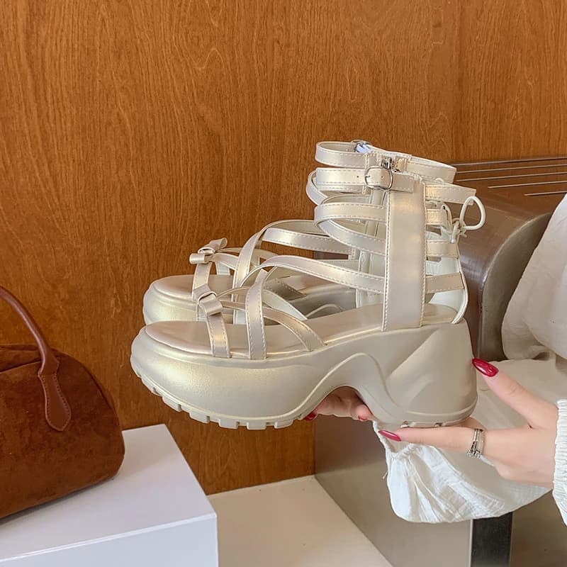 Roman Sandals Summer Women Platform 2026 New Lace-Up Wedge Inside Heel Boot