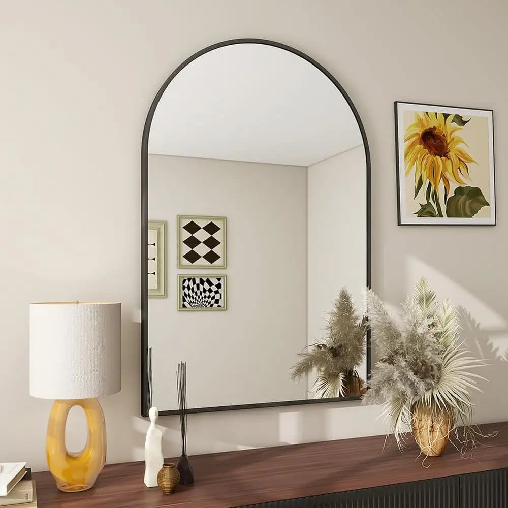 Specchio da Parete in Metallo Nero 20x30 per Bagno, Camera da Letto, Ingresso e Soggiorno