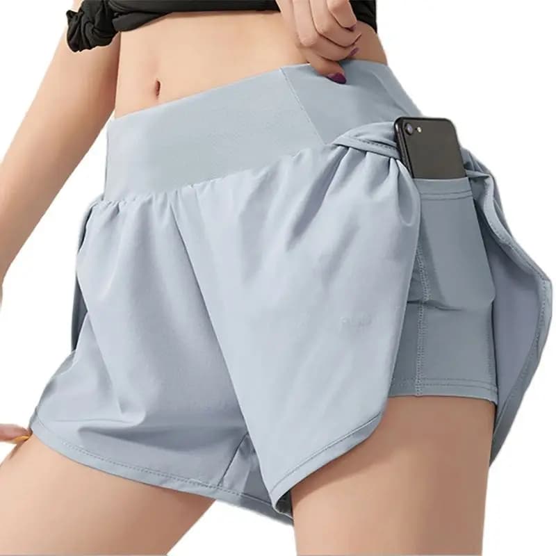 SOISOU Gym Yoga Women's Cycling Shorts Athletic Fitness Elastic Waist Double Layer Women's Shorts Women's Safety Leggings
