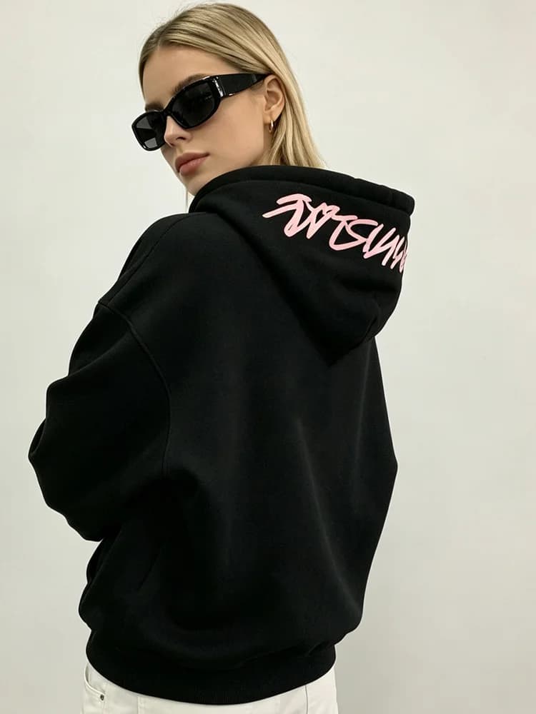 Spring and Autumn Gothic Street Y2K Graffiti Pattern Hoodie for Men and Women, Loose Long Sleeve Casual Hip Hop Sportswear