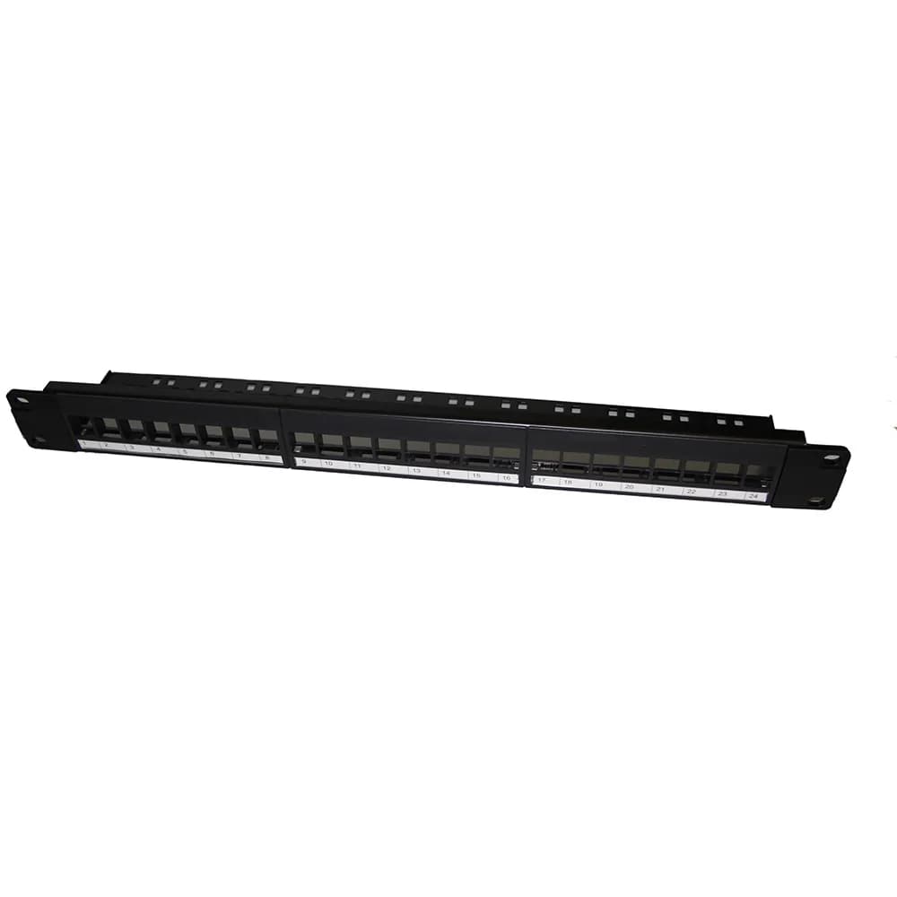 Pannello Patch di rete vuoto UTP a 24 porte montato su Rack da 19 pollici vuoto 1U con gestione dei cavi per jack keystone