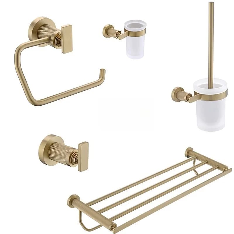 OvO Store All Copper Bathroom Hardware Pendant Set Basin Towel Rack Toilet Paper Rack Toilet Brush Towel Rack