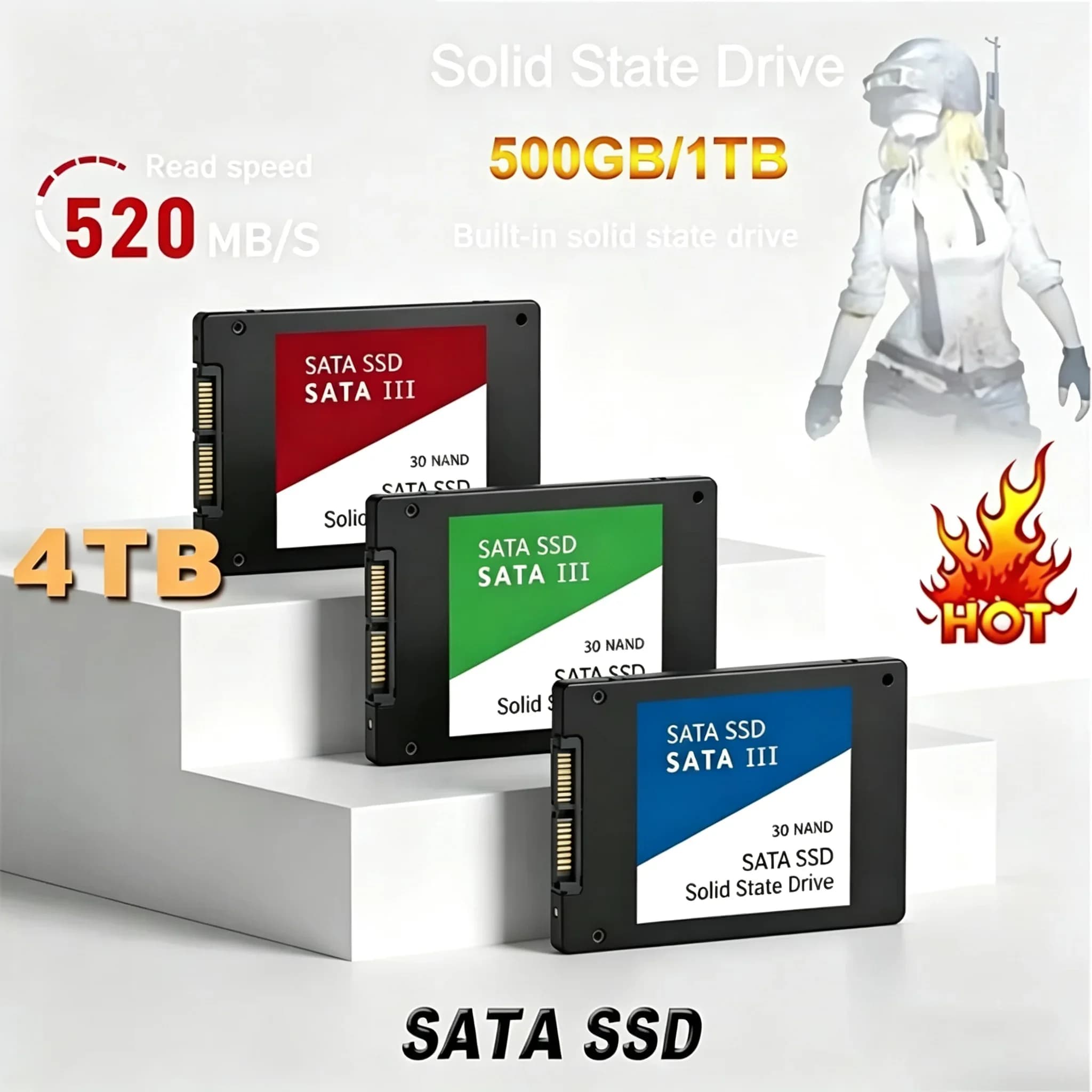 High Speed 500G 1TB 2TB 4TB Solid State Disk SSD Internal HDD Hard Drive Sata3 2.5 Inch For Laptop Microcomputer Desktop