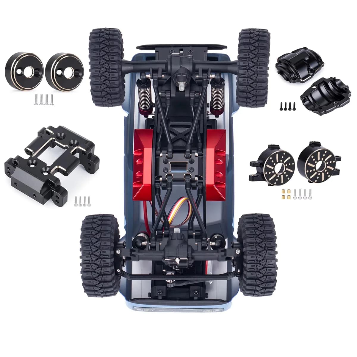 Redcat Ascent-32 1/32 Brass Diff Cover & Knuckles Set – Black Coated Axle Weights Skid Plate Upgrade Kit