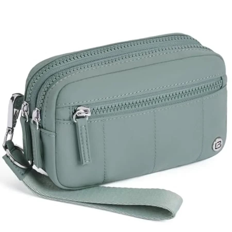 Piccole Borse a Tracolla in Nylon per Donne, Portafoglio RFID Integrato, Organizer per Telefono con 4 Cerniere