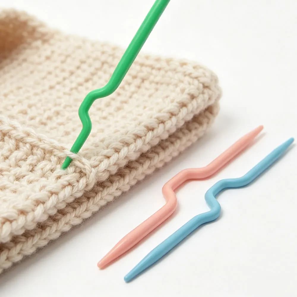 Set di 3 Uncinetti Curvi in Plastica per Lavoro a Maglia, Accessori per Sciarpe e Maglioni