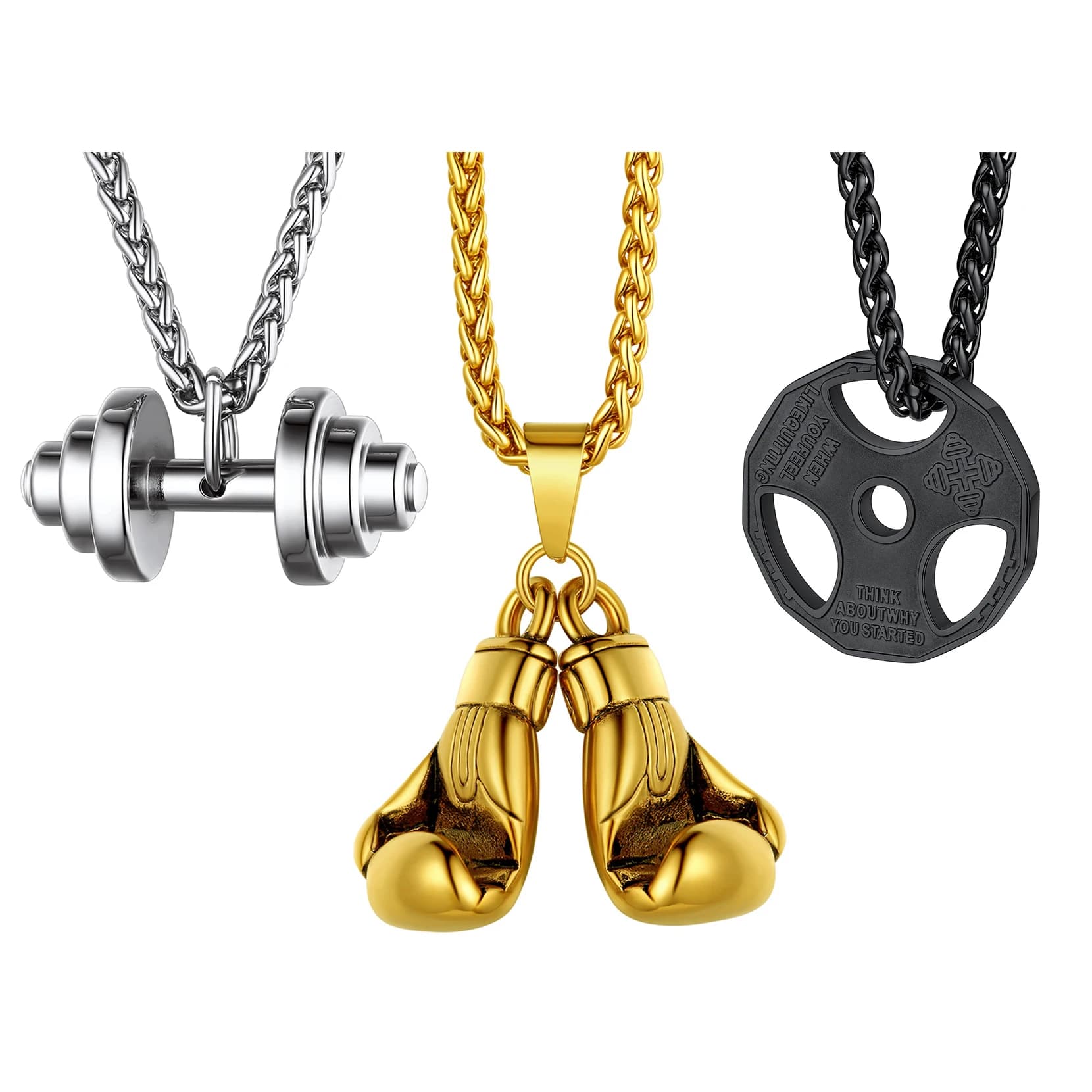 U7 Football Baseball Boxing Men's Necklace 24" Wheat Chain Guides Stainless Steel Sport PALESTRA Fitness Sports Jewelry