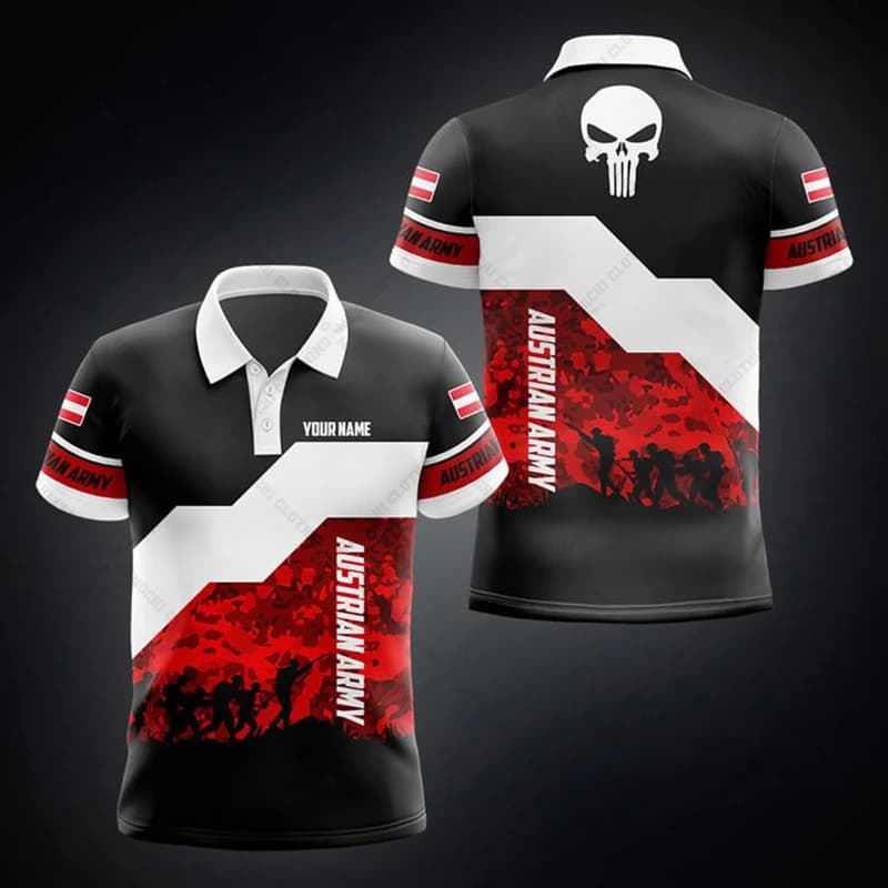 Customized Austria Flag Graphic Polo Shirt Crewneck Men's Fashion Clothes Short Sleeve Tops Dropshipping Jersey Boys Sportswear
