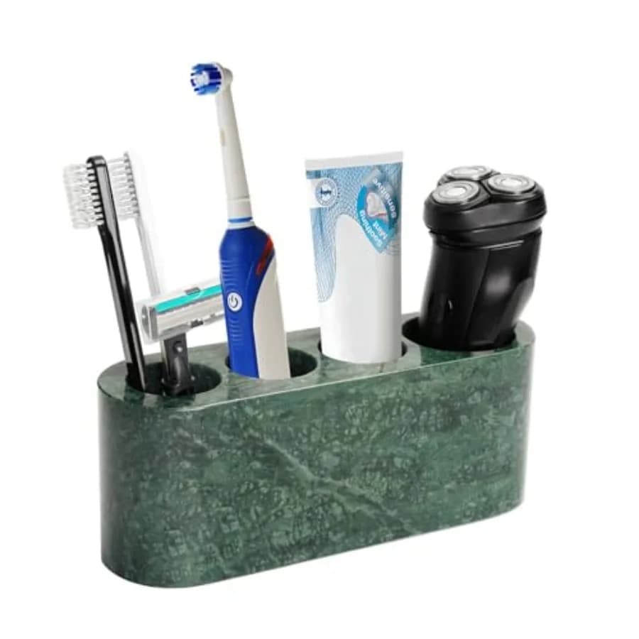 Toothbrush Holder for Bathrooms, Marble Toothbrush and Toothpaste Holder Stand Bathroom Organizer Countertop for Electric Tooth