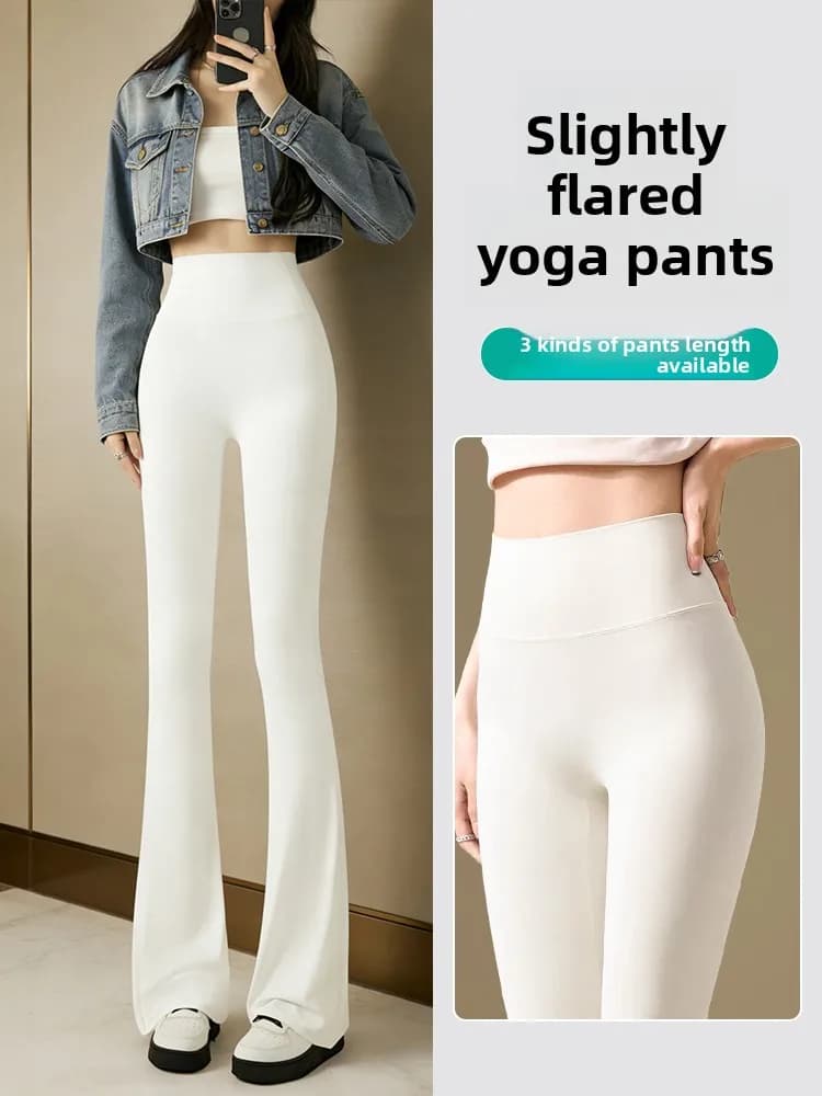 High Waist Yoga Pants, Casual, Large fit, Long leggings, Micro Waxed, White, Non-transparent, for Women