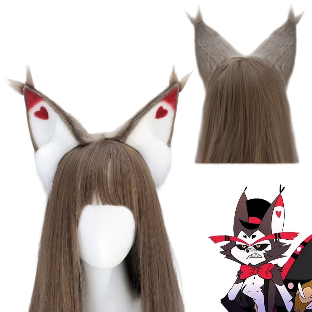 Fantasia Husk Earrings with Cosplay Cat Hair Clip TV Hell Inn Disfraz Costume Accessories Halloween Carnival Women's Prop