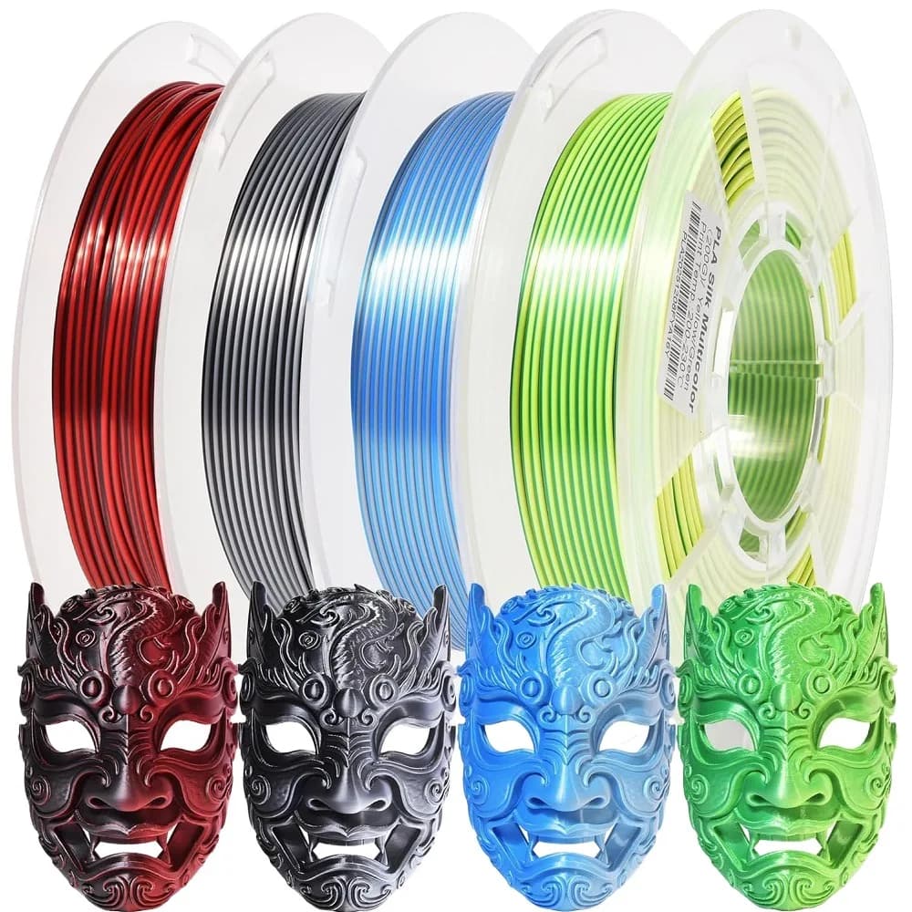 Dual Color Filament Silk PLA 1.75mm 1kg/500g/250g 3D Printer Materials Two Colors Filament PLA Red Black Green Gold Multi-pack