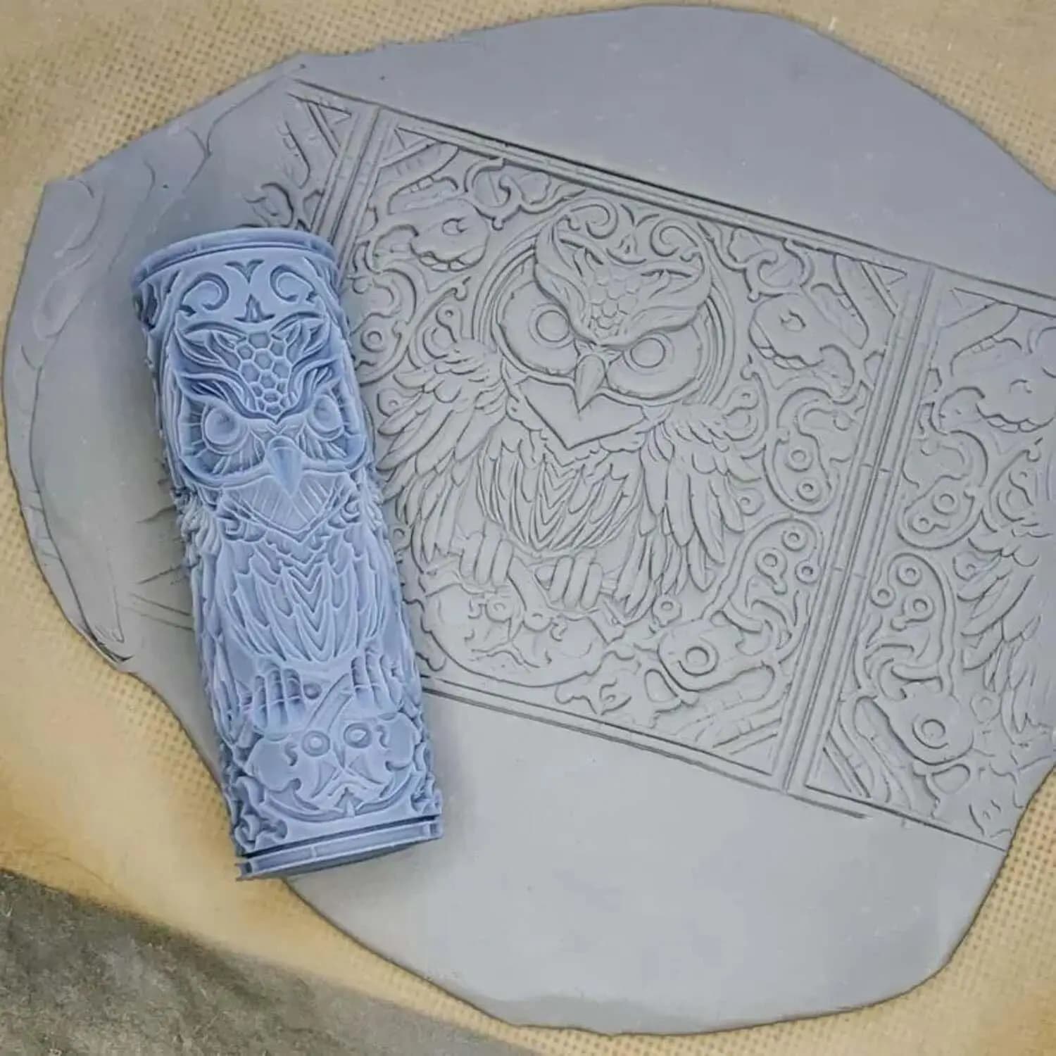 Mattarello con motivo a rullo con texture in argilla da 10 cm per strumento per goffratura in argilla polimerica, rullo per stampa in ceramica per fiori e uccelli fai da te