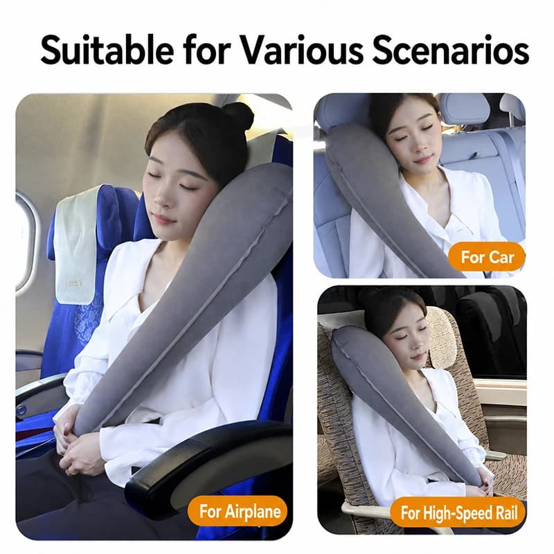 Comfortable Portable Inflatable Car Pillow Travel Supplies Neck Support Pillow Portable Foldable Travel Sleeping Pillow Decor