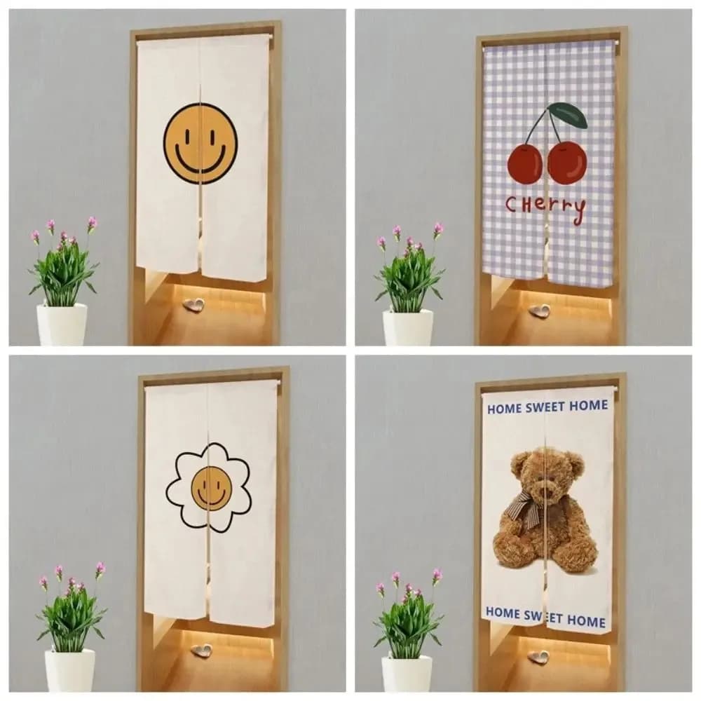 Tenda per porta con faccina sorridente per soggiorno, cucina, camera da letto, tenda a mezza altezza, tenda divisoria per caffetteria, decorazione per la casa