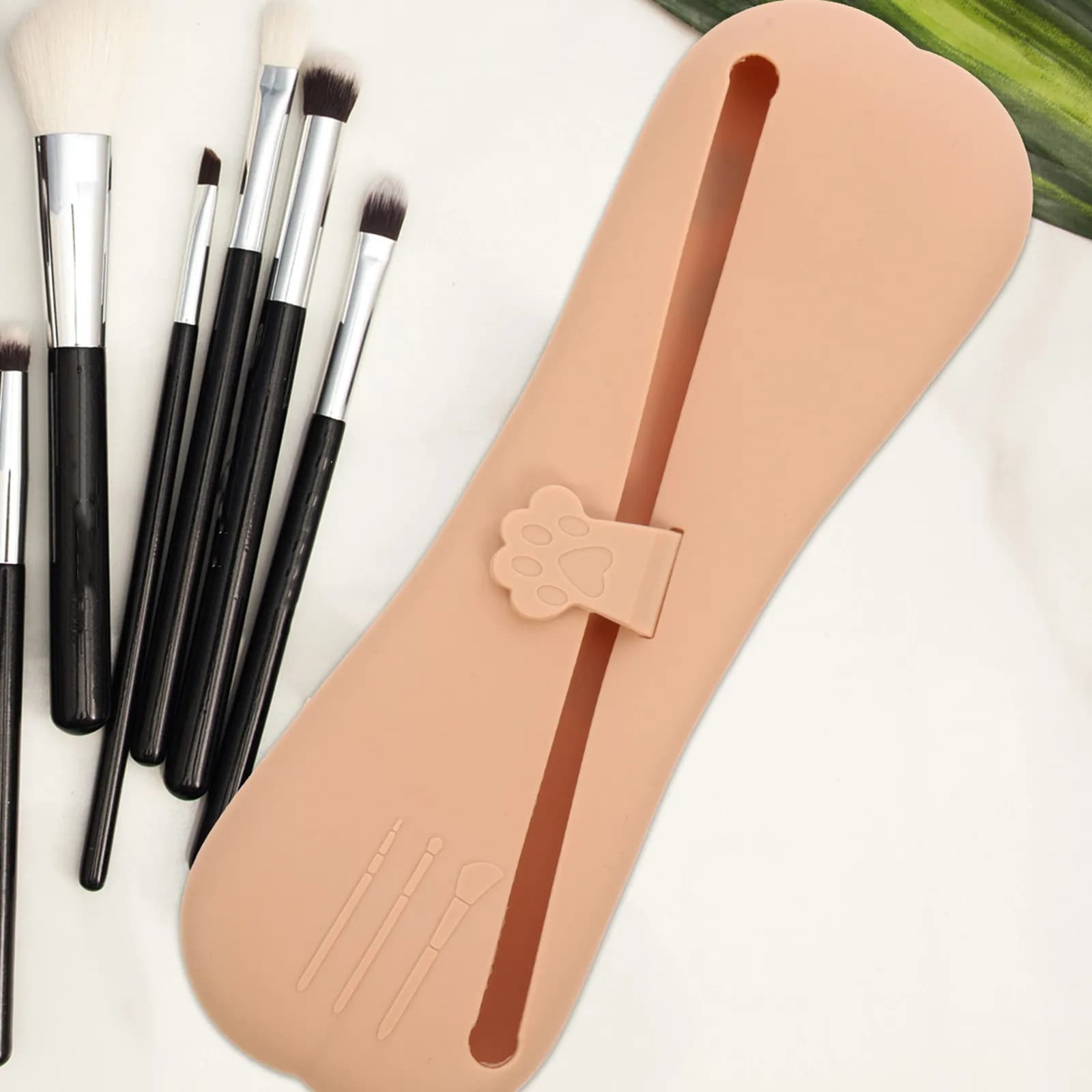 Porta Pennelli in Silicone, Borsa Compatta per Pennelli da Trucco, Organizer da Viaggio, Custodia Leggera per Strumenti di Makeup
