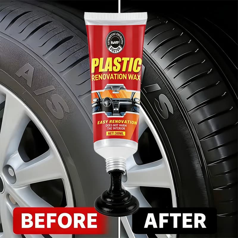 Cera Rinnovante per Plastica KJM 30ml - Doppio Nero per Pneumatici Auto, Parti Interne ed Esterne in Plastica, Durata 2-3 Anni