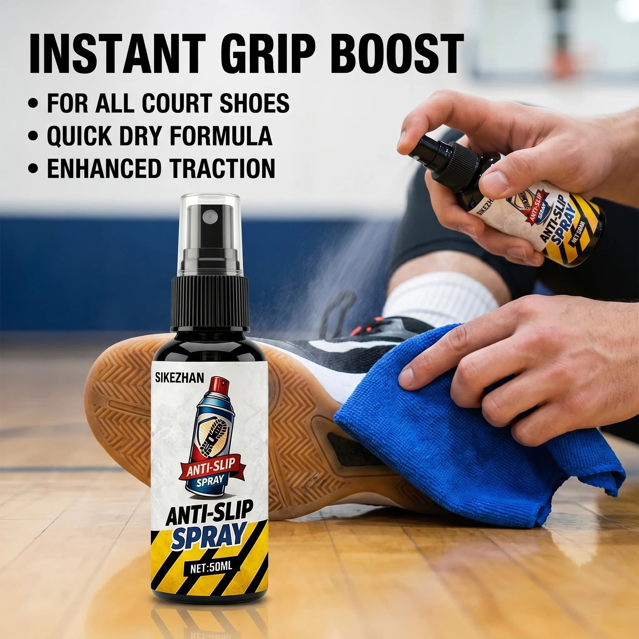 Spray Adesivo Istantaneo per Scarpe da 50ml, Soluzione Aumenta Trazione per Scarpe da Campo, Stivali da Lavoro e Sneaker da Trekking - Migliore Trazione e Presa