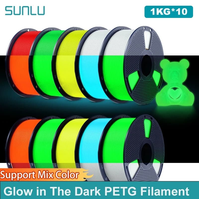 SUNLU 10KG PETG Filament that lights in the dark Bright PETG Filament well wrapped Filament from 1,75 mm 1 kg suitable for most 3D FDM printers