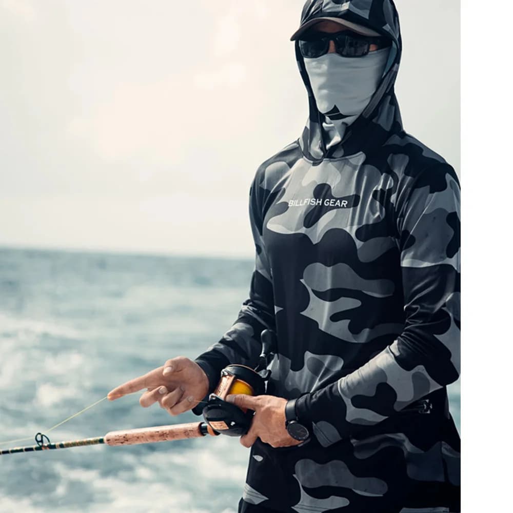 Felpe con cappuccio a vela Attrezzatura da pesca Camicie con cappuccio a maniche lunghe Blusas Para Pesca Pesce Performance Abbigliamento Camisa De Pesca Uv Manga Longa